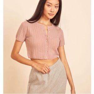 Reformation Germaine Cashmere Crop Sweater Cardigan